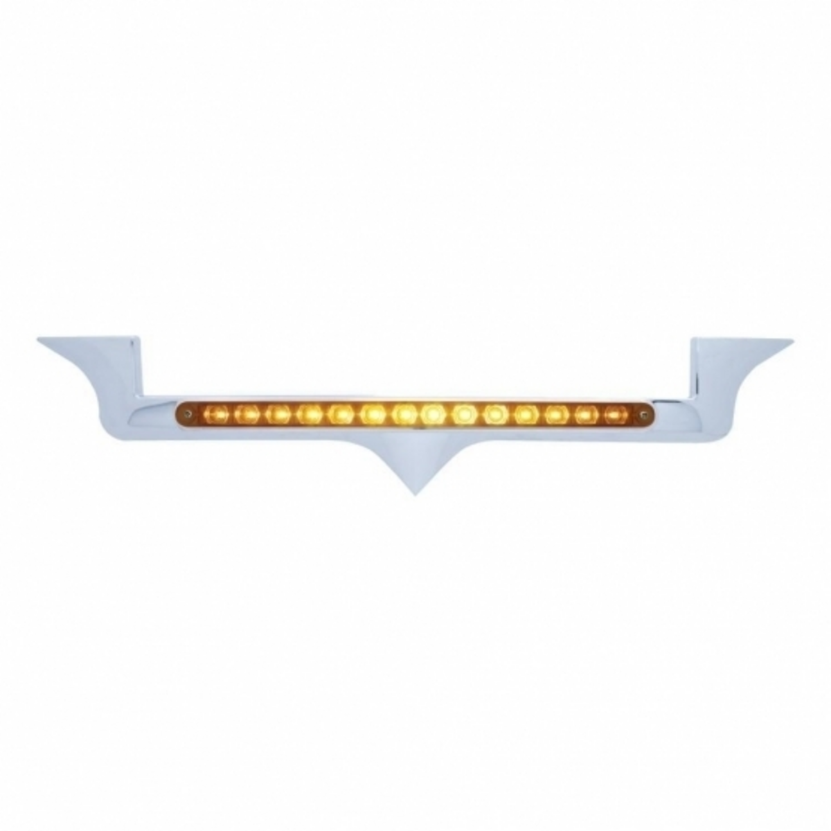 Chrome Hood Emblem Trim With 14 LED Light Bar For Kenworth - Amber LED/Amber Lens