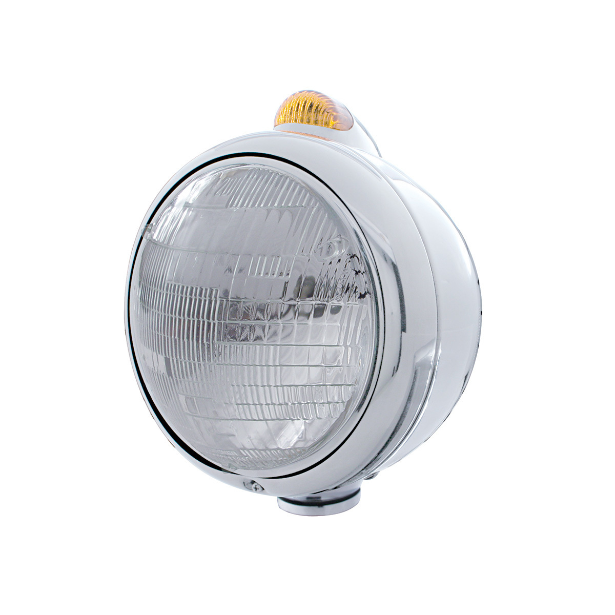 Chrome Guide 682-C Headlight 6014 & Dual Mode LED Signal - Amber Lens