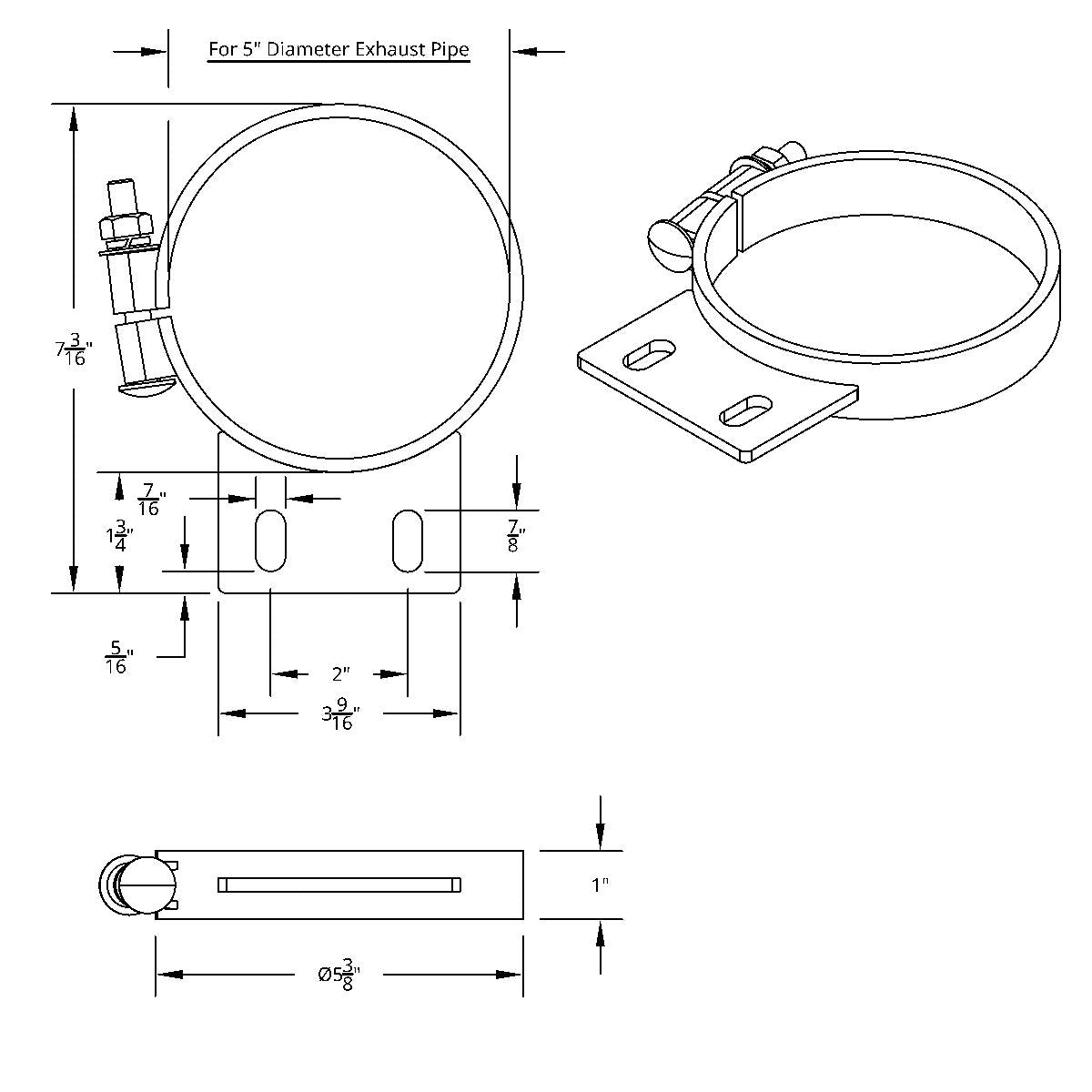 5" Chrome Cab Exhaust Clamp For Peterbilt
