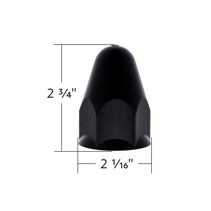 1-1/2" X 2-3/4" Matte Black Painted Plastic Bullet Nut Covers - Push-On (Color Box of 20)