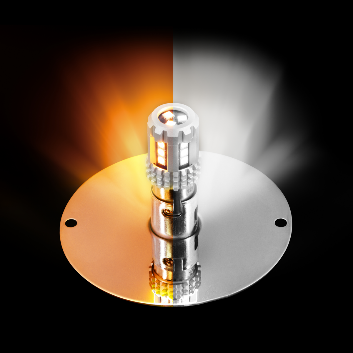 360-Degree Double Fury LED Bulb Glass Watermelon Flush Mount Kit-Amber & White LED