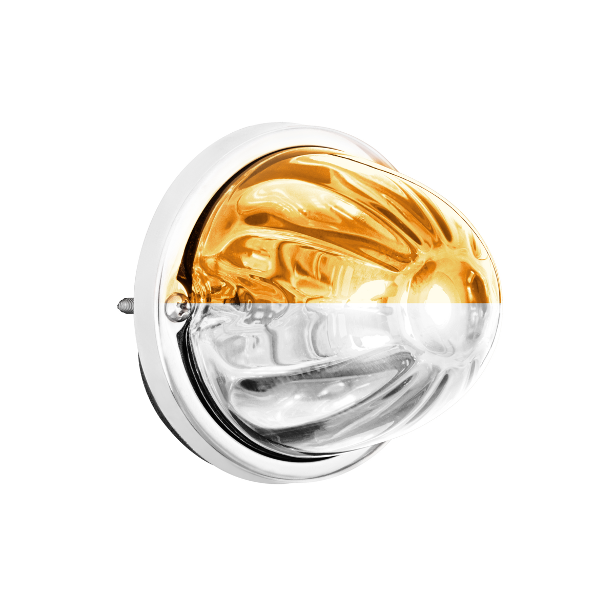360-Degree Double Fury LED Bulb Glass Watermelon Flush Mount Kit-Amber & White LED