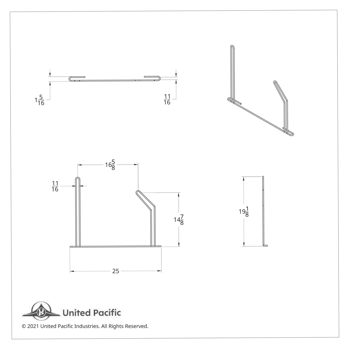 24" Chrome Angled Anti-Sail Bracket - Right Only