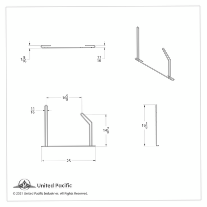 24" Chrome Angled Anti-Sail Bracket - Right Only