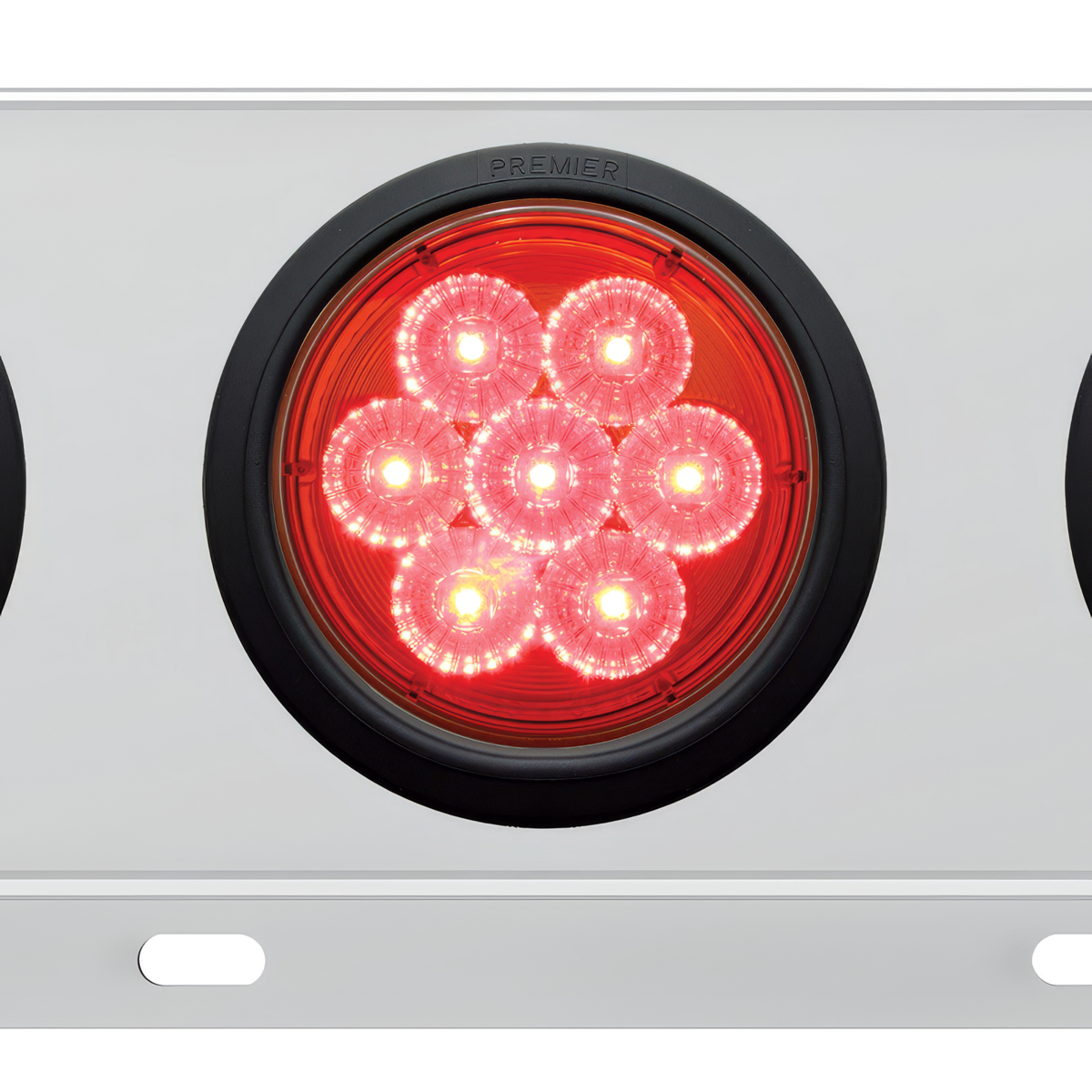 3-3/4" Bolt Pattern Deluxe SS Spring Loaded Bar W/6X 7 Red LED 4" Reflector Light -Red Lens (Pair)