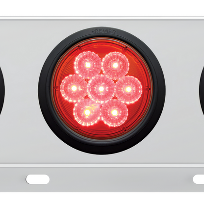 3-3/4" Bolt Pattern Deluxe SS Spring Loaded Bar W/6X 7 Red LED 4" Reflector Light -Red Lens (Pair)