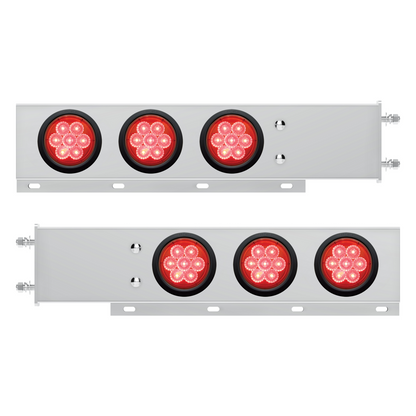 3-3/4" Bolt Pattern Deluxe SS Spring Loaded Bar W/6X 7 Red LED 4" Reflector Light -Red Lens (Pair)