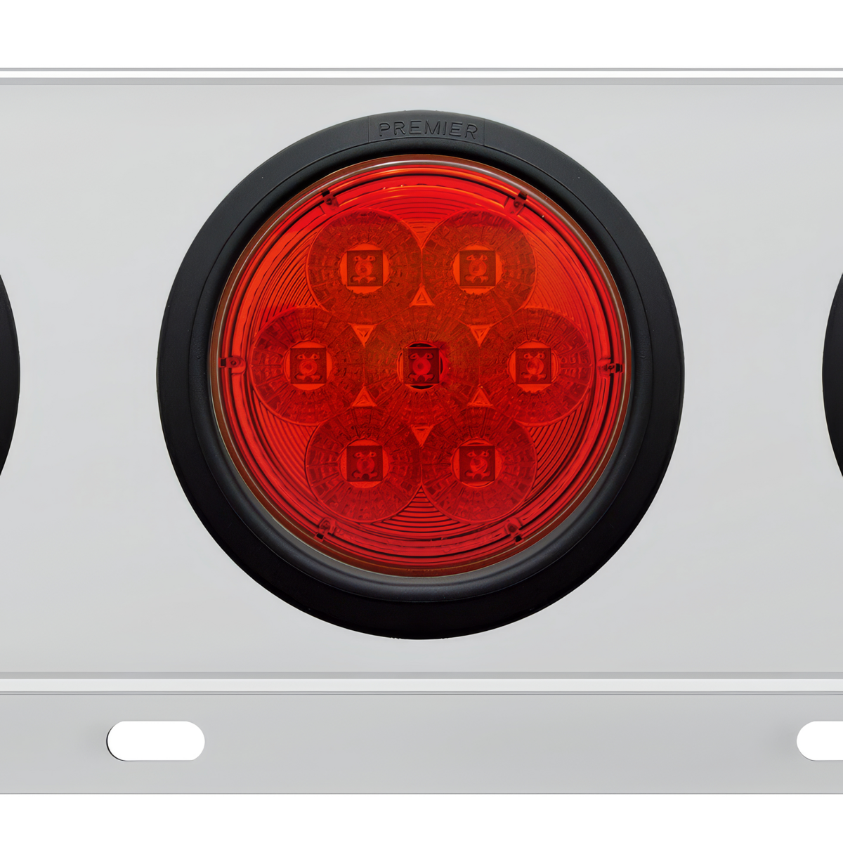 3-3/4" Bolt Pattern Deluxe SS Spring Loaded Bar W/6X 7 Red LED 4" Reflector Light -Red Lens (Pair)