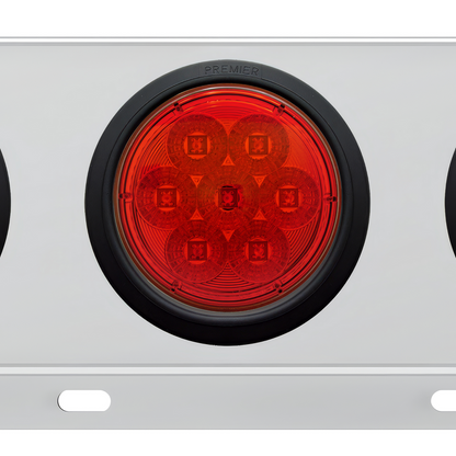 3-3/4" Bolt Pattern Deluxe SS Spring Loaded Bar W/6X 7 Red LED 4" Reflector Light -Red Lens (Pair)