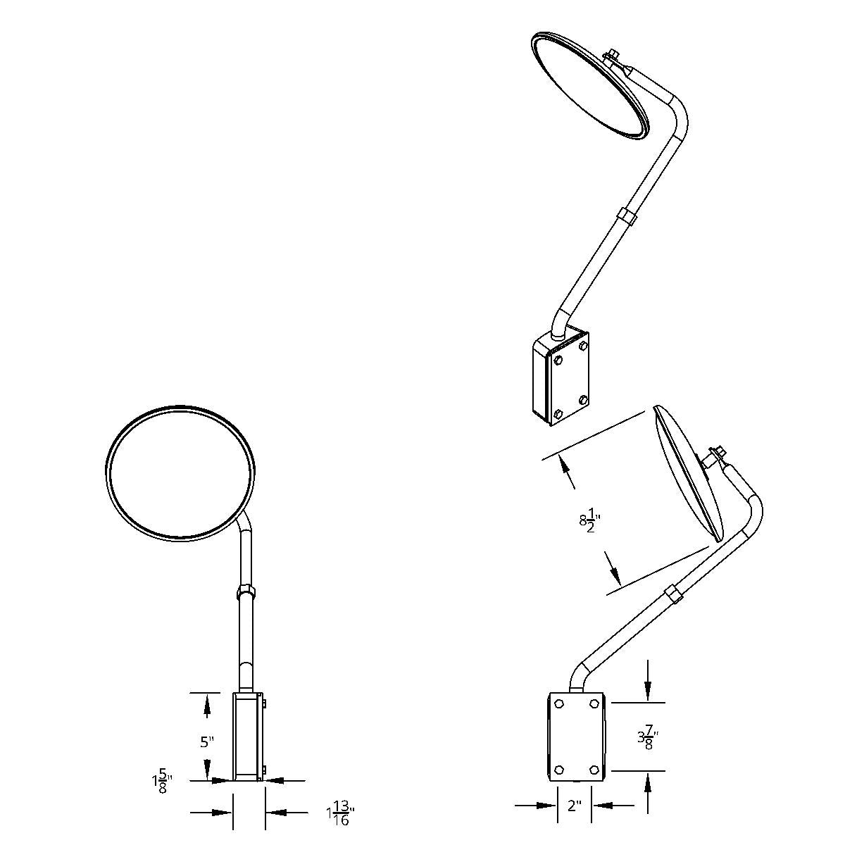 Stainless Steel Hood Mount Mirror