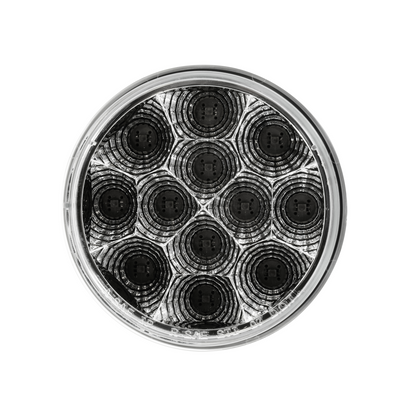 12 LED 4" Round Reflector Light (Stop, Turn & Tail) - Red LED/Clear Lens