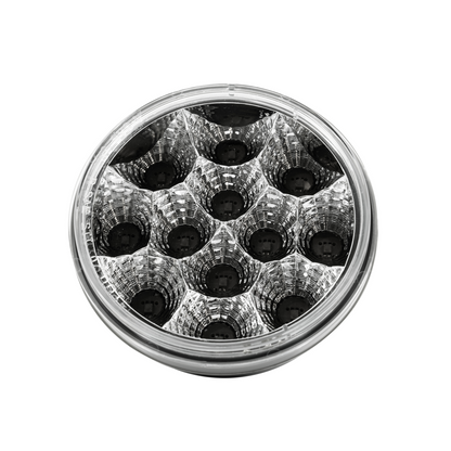 12 LED 4" Round Reflector Light (Stop, Turn & Tail) - Red LED/Clear Lens