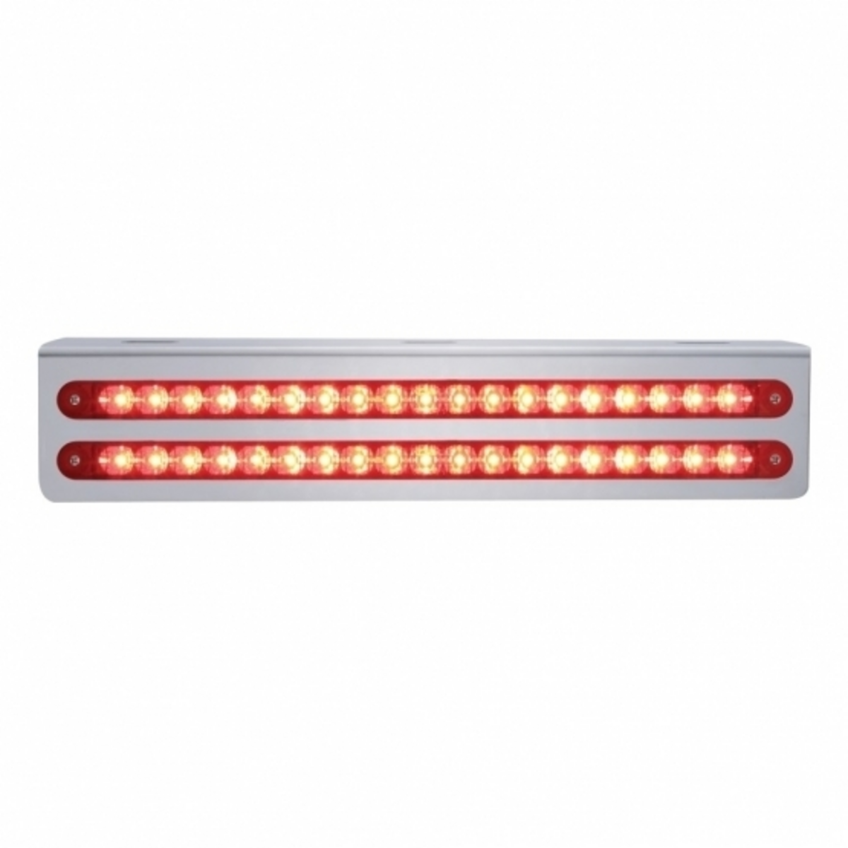 12-3/4" Stainless Light Bracket With 2X 19 LED 12" Light Bars - Red LED/Red Lens
