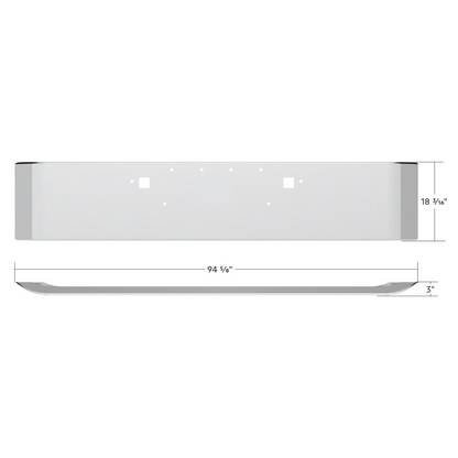 SS Clad Aluminum Bumper For 2008-2023 Peterbilt 389 - Curved Ends