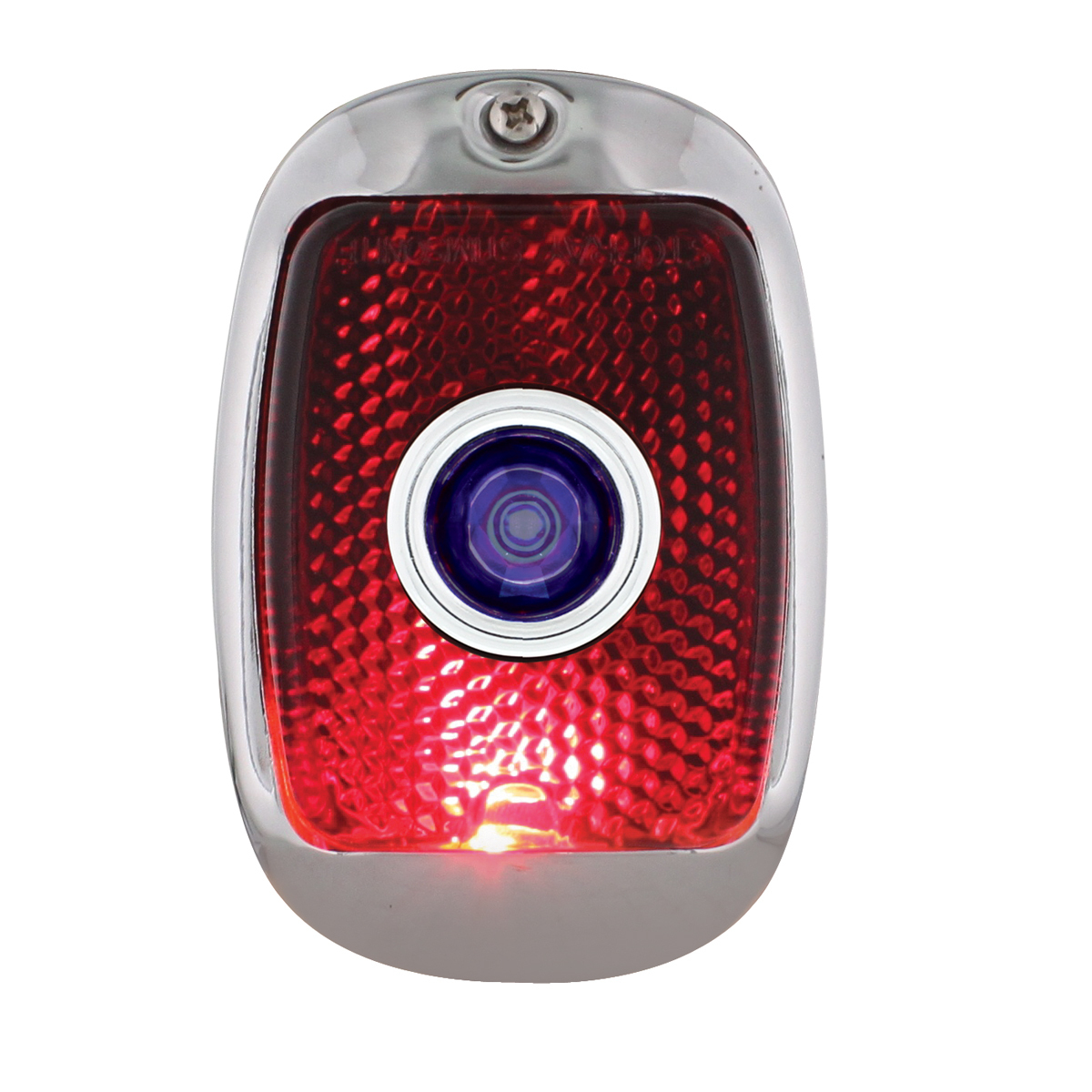 Tail Light Assembly With Stainless Steel Housing & Blue Dot For 1940-53 Chevy & GMC Truck - R/H
