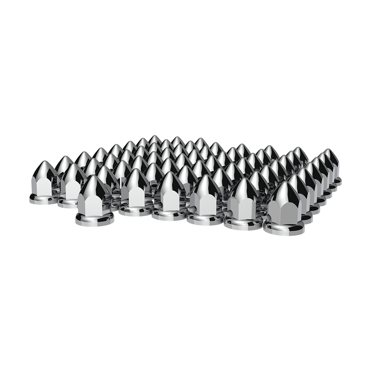 33mm X 2-3/8" Chrome Plastic Bullet Nut Cover With Flange - Push-On (Bulk)