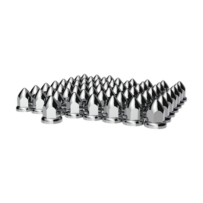 33mm X 2-3/8" Chrome Plastic Bullet Nut Cover With Flange - Push-On (Bulk)