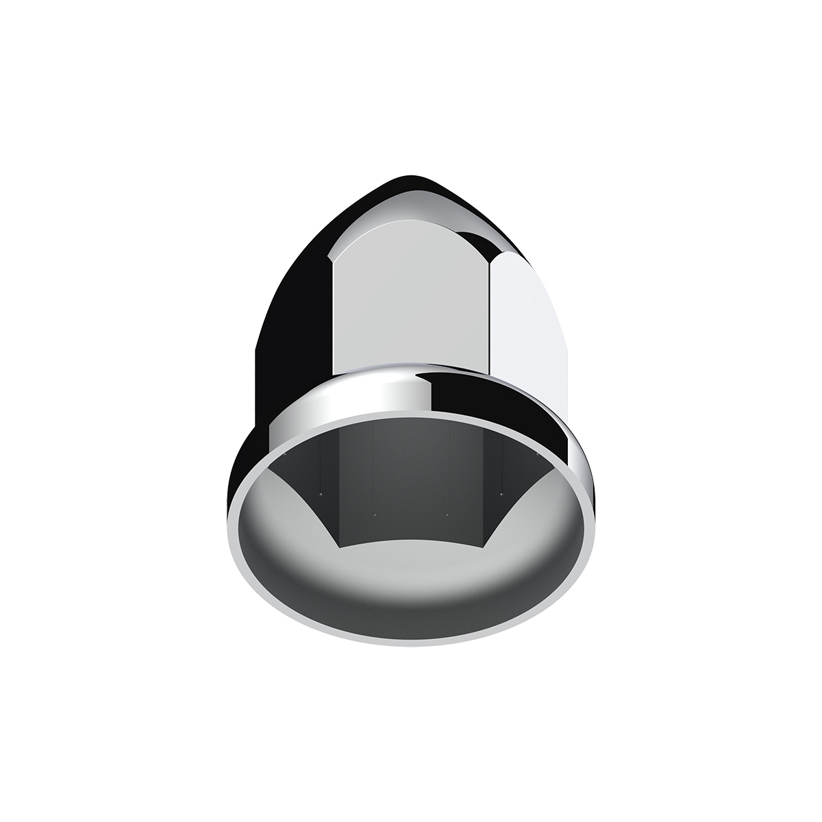 33mm X 2-3/8" Chrome Plastic Bullet Nut Cover With Flange - Push-On (Bulk)