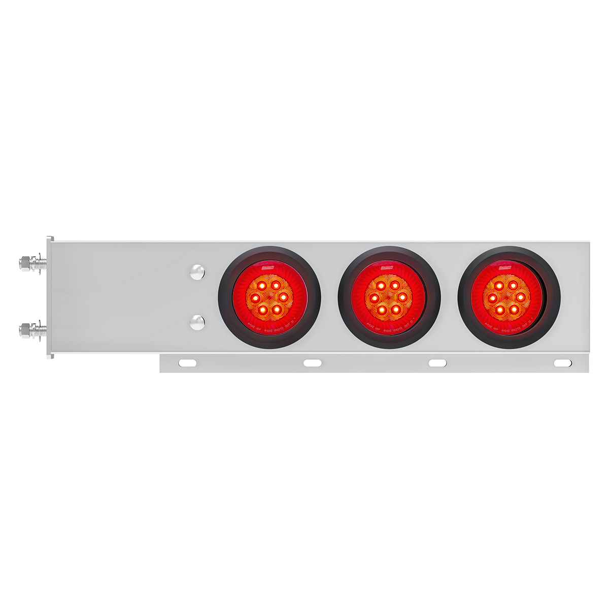 3-3/4" Bolt Pattern SS Spring Loaded Bar With 6X 4" 16 LED Turbine Lights - Red LED/Red Lens (Pair)