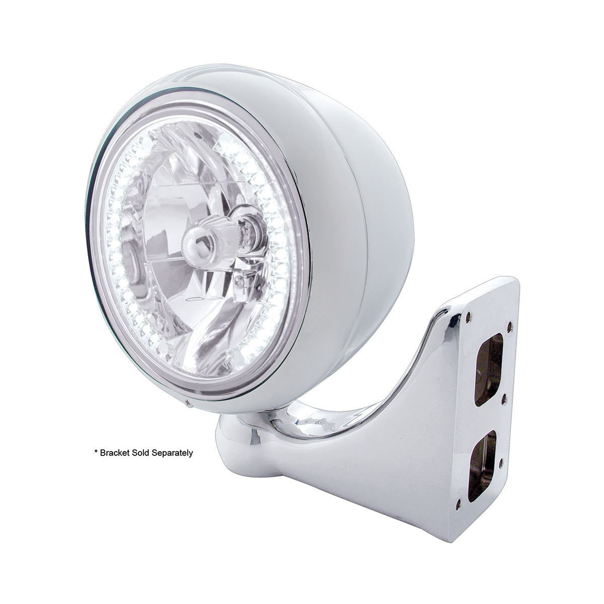 Stainless Steel Guide 682-C Style Headlight H4 Bulb With 34 White LED