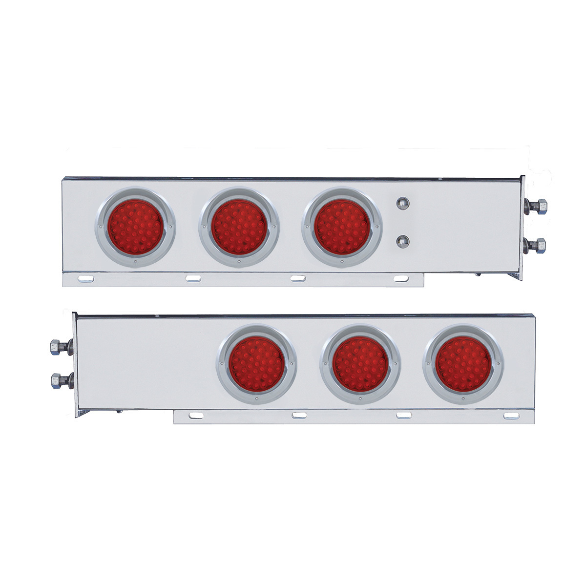 2" Bolt Pattern SS Spring Loaded Bar With 6X 36 LED 4" Lights & Visors -Red LED & Lens (Pair)