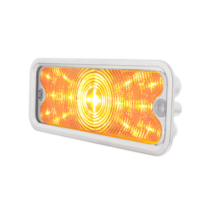 17 Amber LED Front Parking Light With SS Trim For 1973-80 Chevy & GMC Truck, L/H - Clear Lens