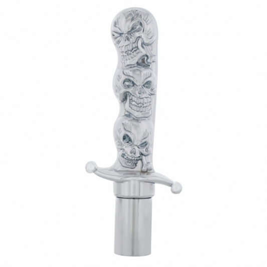 Chrome Aluminum Skull Dagger Air Valve Knob