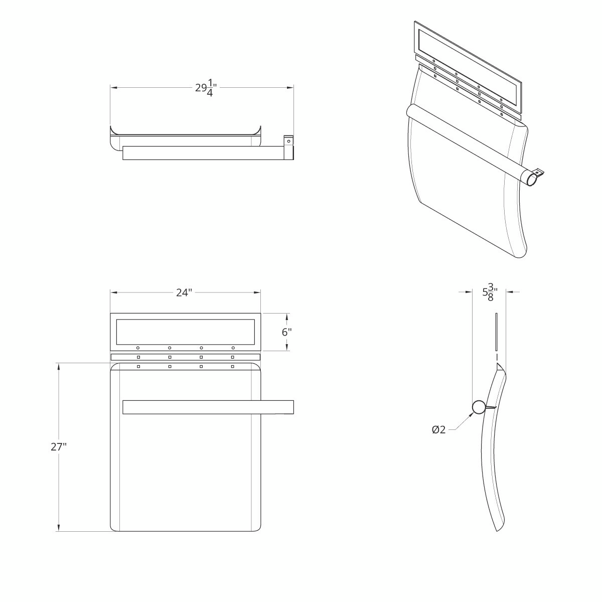 24" X 27" 430 Stainless Quarter Fender With Tube Bracket Set (Pair)