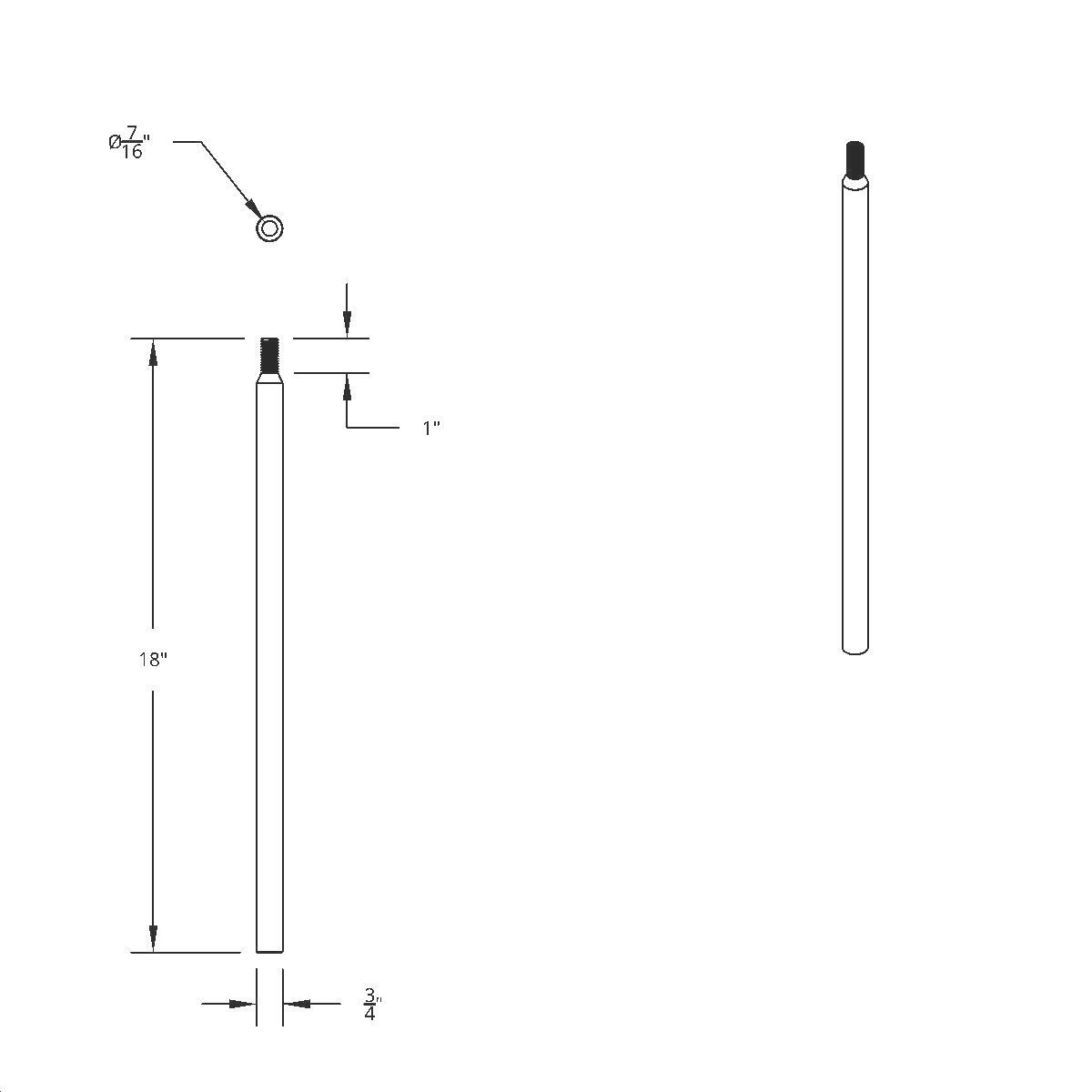 18" Shifter Shaft Extension - Black