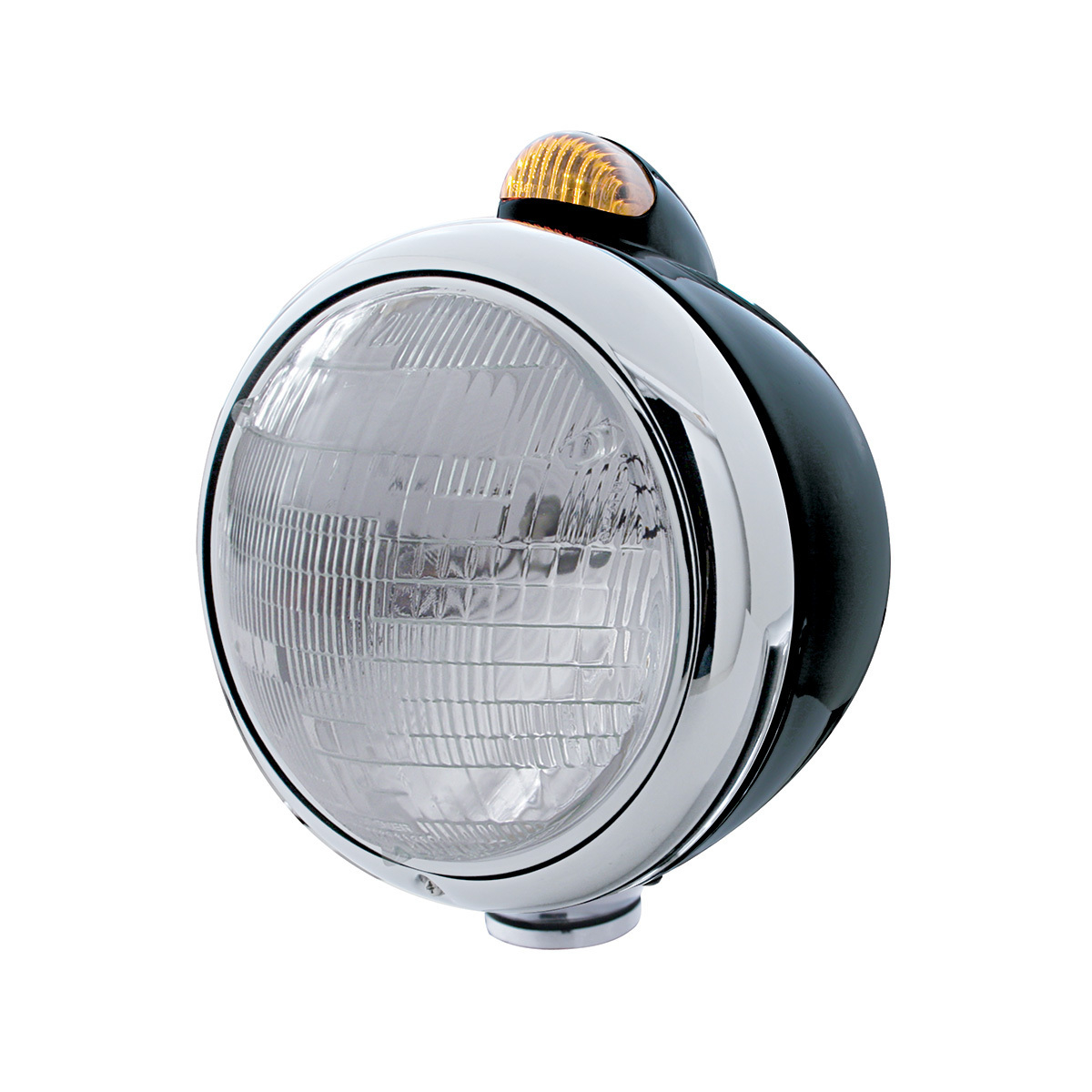 Black Guide 682-C Headlight 6014 & Dual Mode LED Signal - Amber Lens