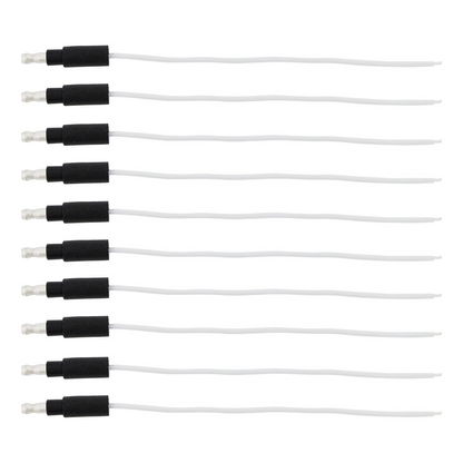 6" Single Lead Wire With .180 Bullet Termination & Stripped End - White (10 Pcs)