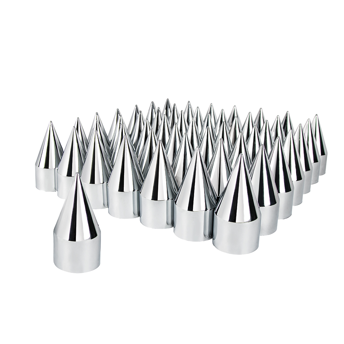 33mm X 4-1/8" Chrome Plastic Spike Nut Covers - Thread-On (60-Pack)