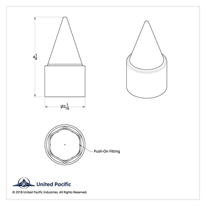 1-1/2" X 4-1/4" Chrome Plastic Stiletto Nut Cover - Push-On (Bulk)
