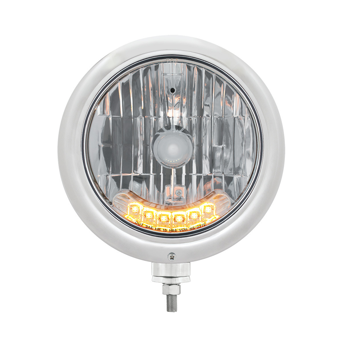 Chrome Classic Headlight H4 Bulb With 6 Amber LED