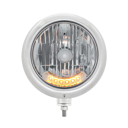 Chrome Classic Headlight H4 Bulb With 6 Amber LED