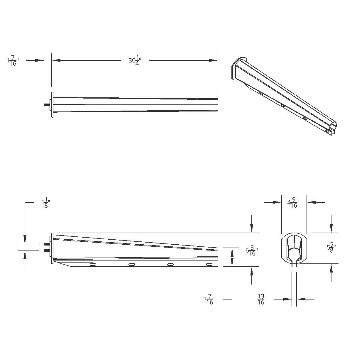30" Black Heavy Duty Mud Flap Hangers - 1-1/8" Bolt Pattern (Pair)