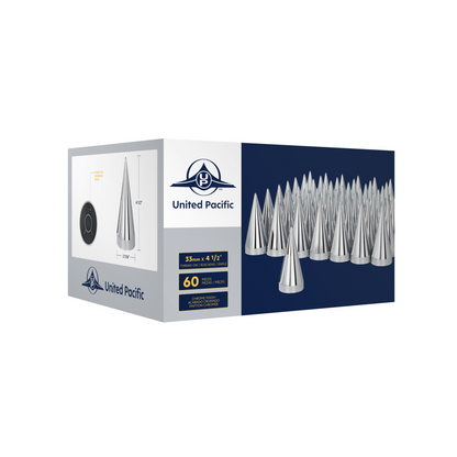 33mm x 4-1/2" Chrome Plastic X Spike Nut Covers - Thread-On (60-Pack)