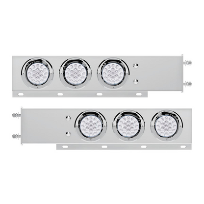 3-3/4" Bolt Pattern SS Spring Loaded Light Bar With 6X Double Fury 19 LED Lights & Visors-Red & White(Pair)