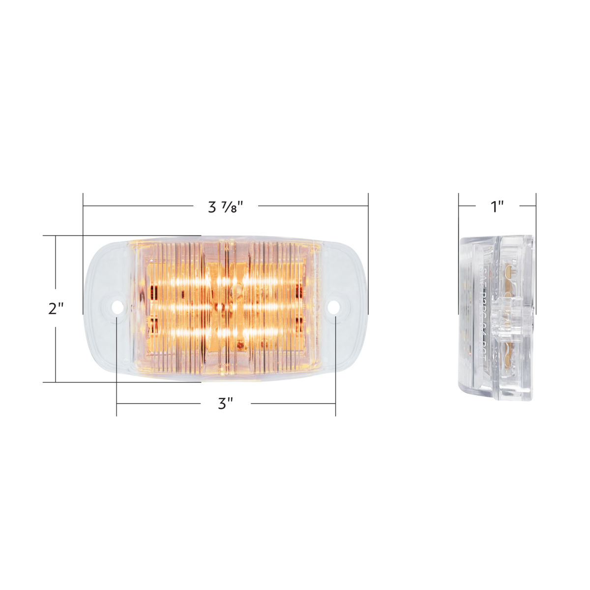 8 LED Rectangular Clearance/Marker Light - Amber LED/Clear Lens (Bulk)