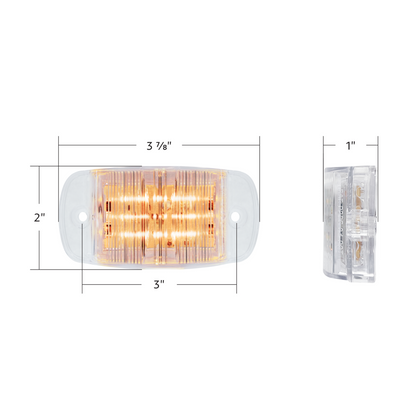 8 LED Rectangular Clearance/Marker Light - Amber LED/Clear Lens (Bulk)