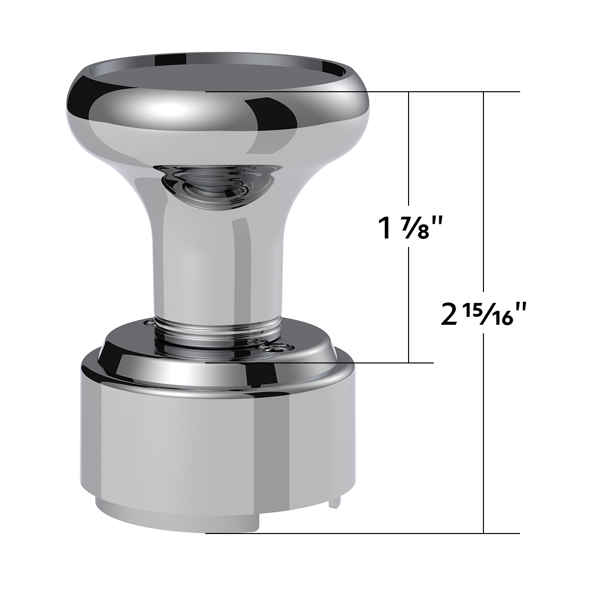 Thread-On Gearshift Knob & Adapter For Eaton Fuller Style 9/10 Shifter - Chrome