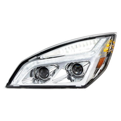 Chrome LED Projection Headlight With LED Position Light For 2018-2024 Freightliner Cascadia - Driver