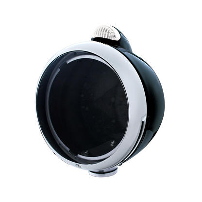 Black Guide 682-C Headlight No Bulb With Dual Mode LED Signal - Clear Lens