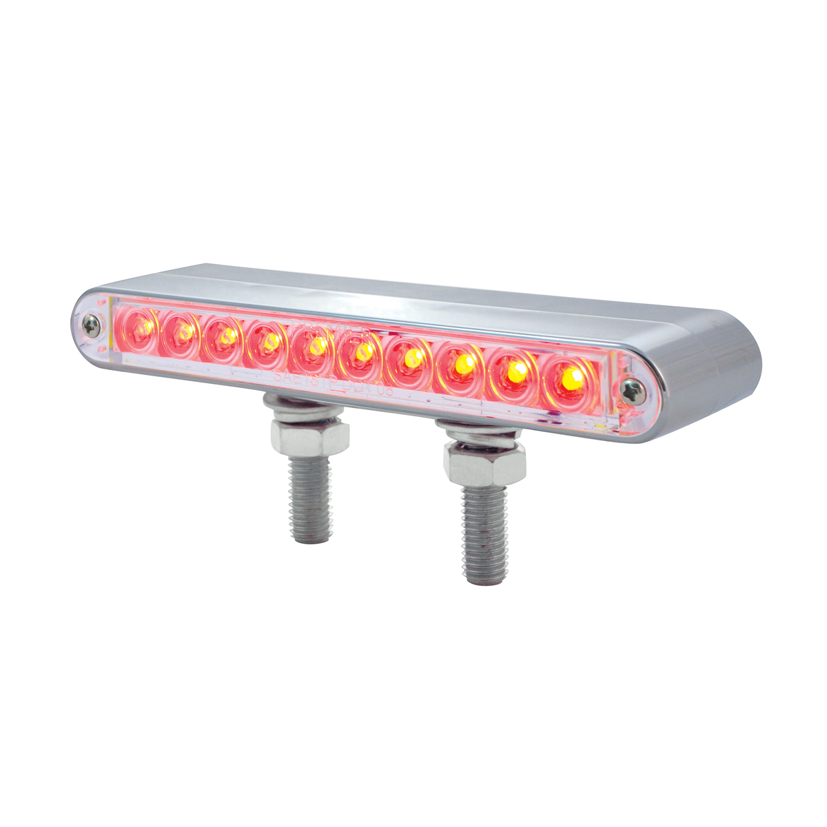 20 LED 6-1/2" Double Face Light Bar - Amber & Red LED/Clear Lens