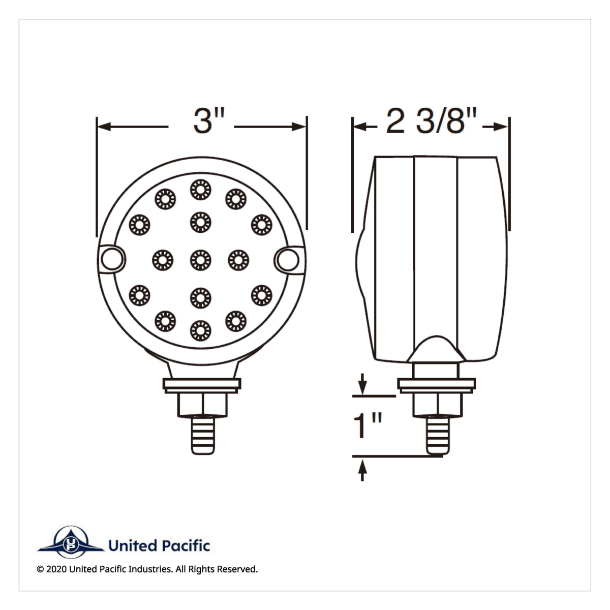15 LED 3" Reflector Single Face Light - Red LED/Red Lens