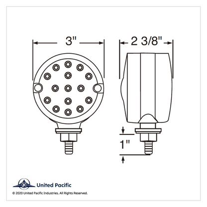 15 LED 3" Reflector Single Face Light - Red LED/Red Lens