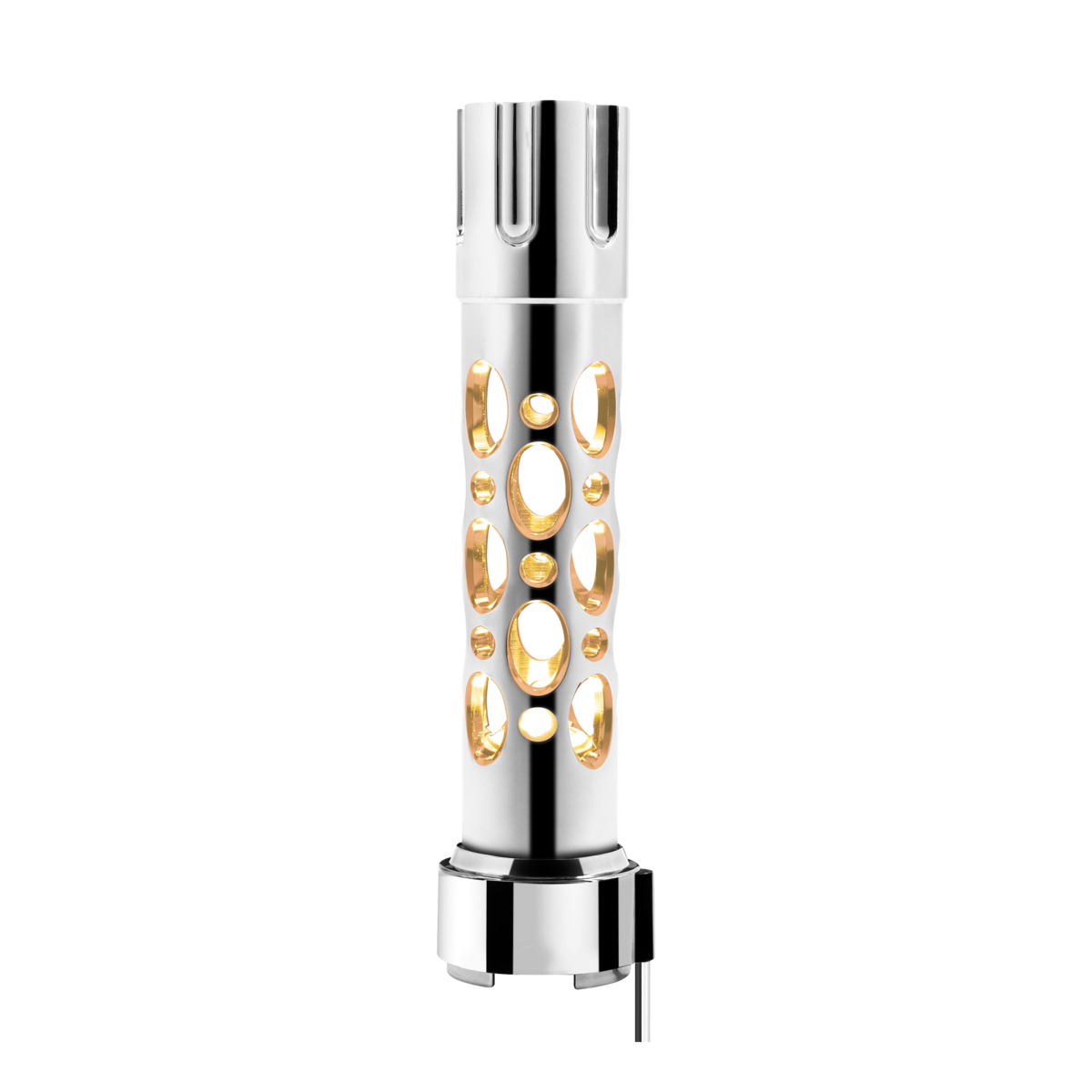 Austin Gun Cylinder Gearshift Knob With LED 9/10 Speed Adapter - Chrome/Amber LED