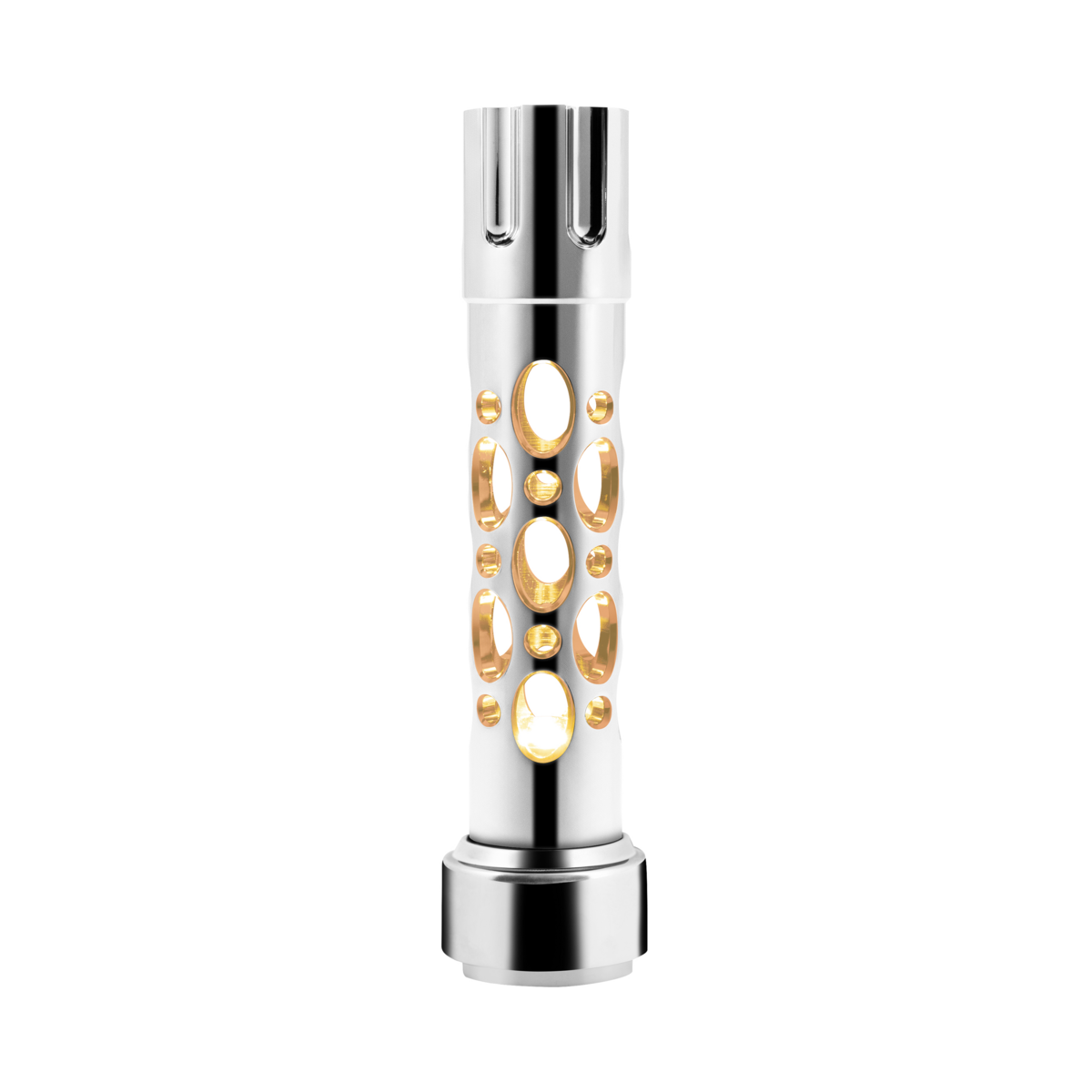 Austin Gun Cylinder Gearshift Knob With LED 9/10 Speed Adapter - Chrome/Amber LED