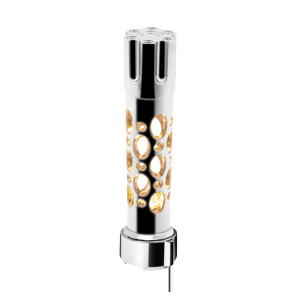 Austin Gun Cylinder Gearshift Knob With LED 9/10 Speed Adapter - Chrome/Amber LED