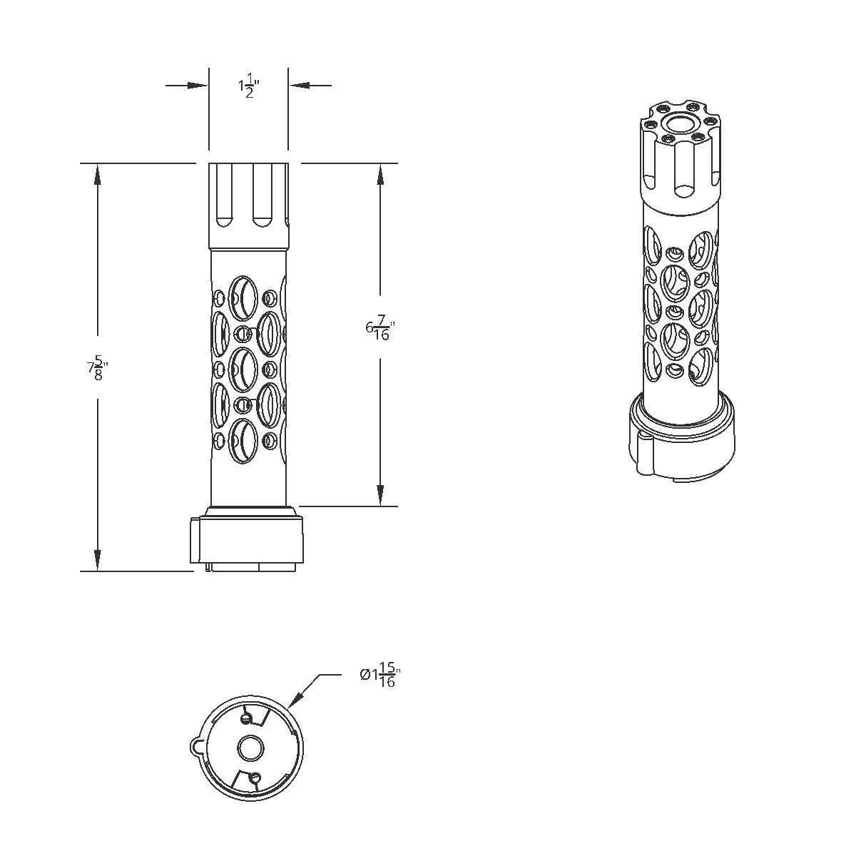 Austin Gun Cylinder Gearshift Knob With LED 9/10 Speed Adapter - Chrome/Amber LED
